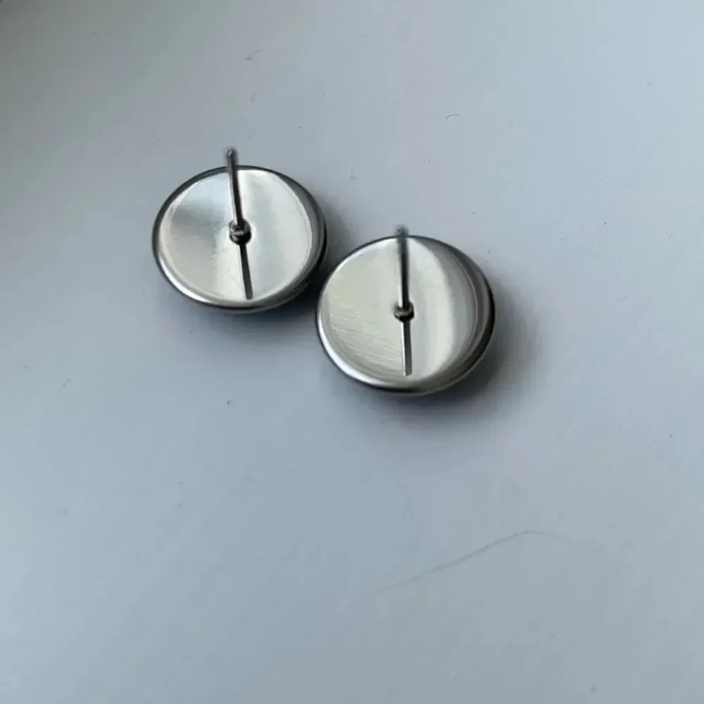 Men’s Titanium Blue Iridescent Faux Drusy Quartz Iced Out Hip Hop Stud Earrings